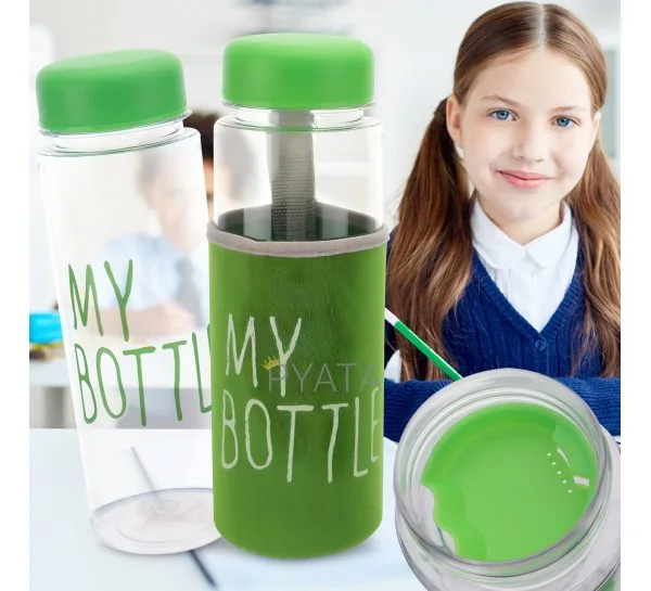 Портативна пластикова пляшка для води в чохлі My Bottle (Зелений)