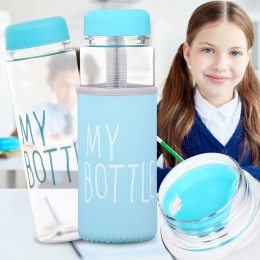 Портативная пластиковая бутылка для воды в чехле My Bottle (Голубой)