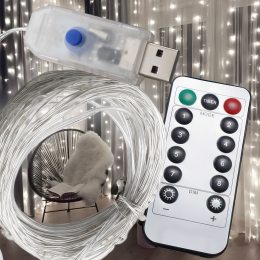 Світлодіодна кімнатна LED USB гірлянда Xmas "Роса" з пультом управління Біле освітлення 10 м (HA-63)