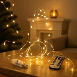 Світлодіодна кімнатна LED USB гірлянда Xmas "Роса" з пультом управління Тепле освітлення 5 м (HA-65)