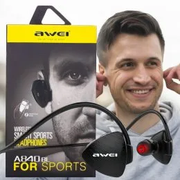 Спортивные беспроводные bluetooth наушники Awei A840BL 100 мАч Черный