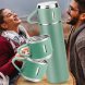 Подарунковий набір 3-в-1 Vacuum Flask Set: вакуумний термос на 500 мл + 3 чашки 150 мл, М'ятний