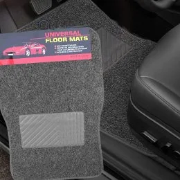 Набор универсальных ковриков для автомобиля Universal Floor Mats, текстиль+резина, Серый (DRK)