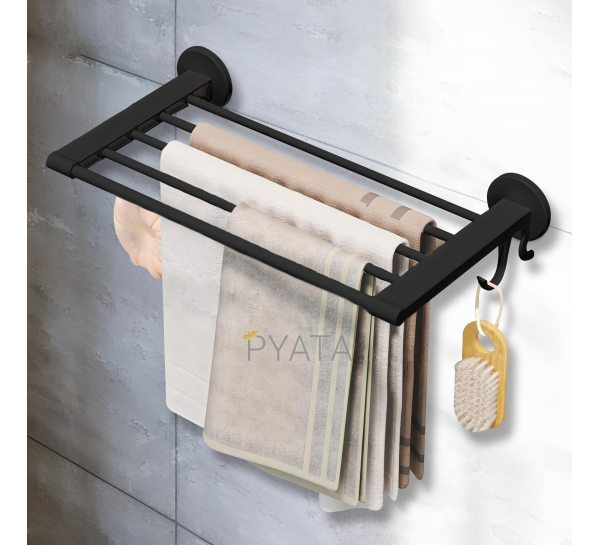 Самоклеюча настінна вішалка для рушників у ванну Towel rack YH6613 Чорний (2128)