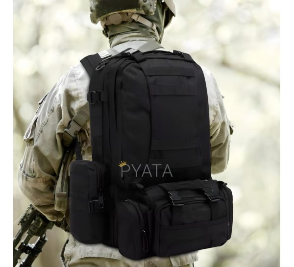 Тактичний штурмовий рюкзак з підсумками на 55 л Mission Pack Laser Cut Coyote Чорний