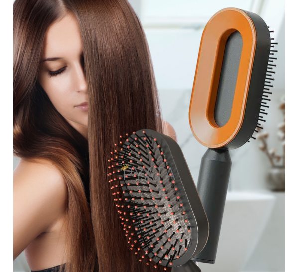 Щітка для волосся масажна 3D Cushion Comb для розплутування волосся, Чорно-помаранчевий (205)