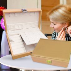 Портативна шкіряна скринька для прикрас з секціями 0671 Золотий (1142)