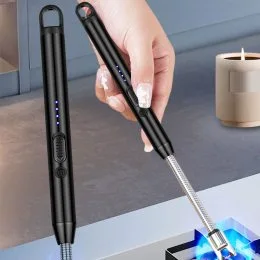 Импульсная USB зажигалка со встроенным аккумулятором для газовой плиты, духовки, розжига, Черный (JS)