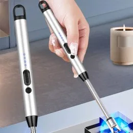 Импульсная USB зажигалка со встроенным аккумулятором для газовой плиты, духовки, розжига, Серый (JS)