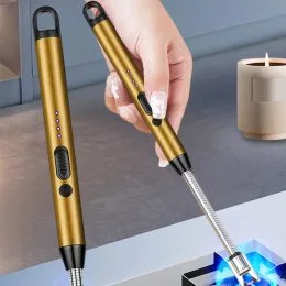 Импульсная USB зажигалка со встроенным аккумулятором для газовой плиты, духовки, розжига, Золотой (JS)