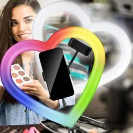 Светодиодная кольцевая селфи лампа JM26-10 RGB 26 см (ЖЯ)