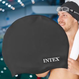 Силиконовая универсальная шапочка для плавания унисекс Intex 55992 от 8 лет Черный