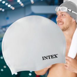 Силиконовая универсальная шапочка для плавания унисекс Intex 55992 от 8 лет Серый
