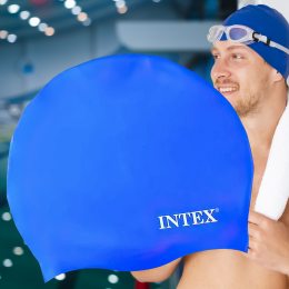 Силиконовая универсальная шапочка для плавания унисекс Intex 55992 от 8 лет Синий