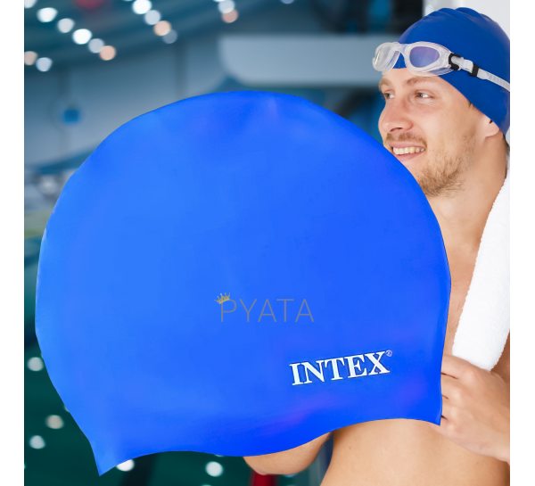 Силіконова універсальная шапочка для плавання унісекс Intex 55992 від 8 років Синій
