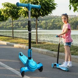 Универсальный детский складной самокат M-k plus k-40 Голубой