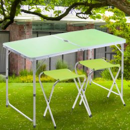 Розкладний портативний стіл-валіза для пікніка з 2 стільцями Folding Table Зелений