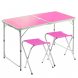 Раскладной портативный стол-чемодан для пикника с 2 стульями Folding Table Розовый