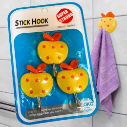 Настінні самоклеючі декоративні гачки для рушників StickHook 3 шт Яблуко (YAB)