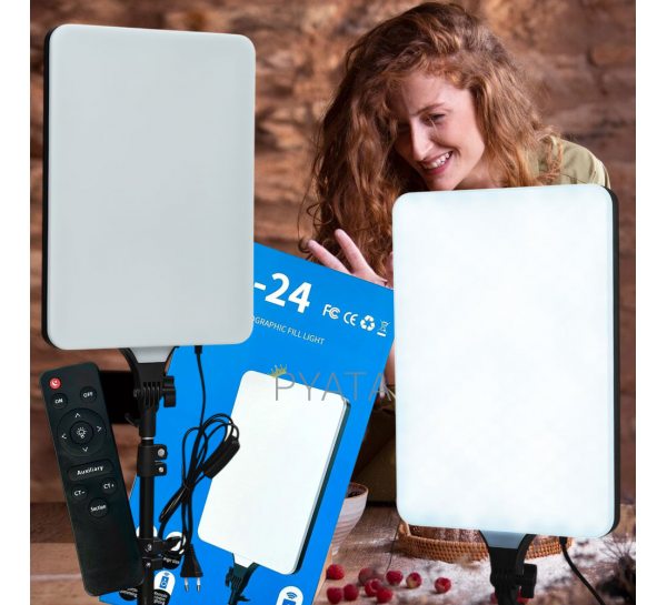 Профессиональная студийная LED лампа-прожектор Fill Light RL-24, 45W, CRI 96+, 480 LED, 3200-5700K, с пультом ДУ