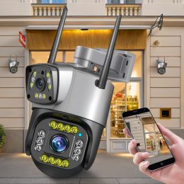 Пворотна вулична камера відеоспостереження з 2 об'єктивами V380/360 WiFi  (YAB)