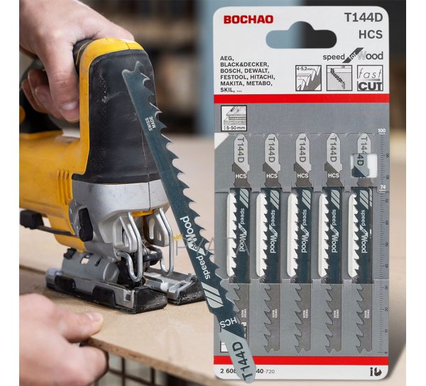 Пилки для лобзика Bochao Т101D HCS для дерева, 10-45 мм, 5 шт (YAB)