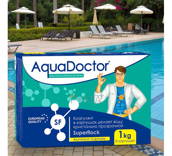 Коагуляционное средство в картушах для бассейна AquaDoctor Superflock 1 кг (АД)