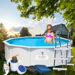 Стальний круглий басейн з насосом-фільтром Bestway 56384, 460 х 120 см 17 430 л