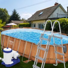 Каркасный бассейн с гидромассажем и подсветкой фильтр-насос, лестница в комплекте Bestway 56719 610 х 366 х 122 см