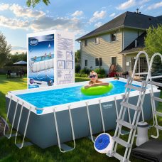 Каркасный бассейн, лестница, фильтр-насос, дозатор хлора, тент в комплекте Bestway 56670, 488 х 244 х 122 см 11535 л