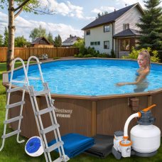 Круглый каркасный бассейн с песочным фильтром, лестница, тент, дозатор Bestway 561CS, 550 x 130 см 27221 л