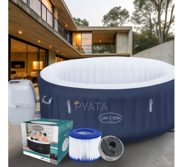 Надувне джакузі-СПА аеромасаж 4 місця, фільтр-насос Lay-Z-Spa Miami, Bestway 6001D, 196 х 66 см 908 л