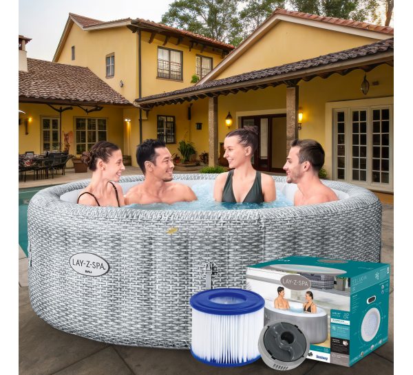Надувне джакузі-СПА аеромасаж 6 місць, фільтр-насос Lay-Z-Spa Bali, Bestway 6001N, 196 х 71 см 980 л
