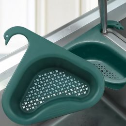 Треугольный дуршлаг с креплением на смеситель Лебедь, 22 × 23 × 6 см, Зеленый (YAB)