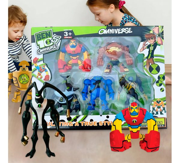 Детские светящиеся игрушечные фигурки G16001/0844А-6 BEN10 Ион+Часовой механизм+Фитбек+Блокс+Ител (NI)
