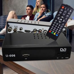 Цифровий ресивер Unique UN-006 DVB-Т2, тюнер з підтримкою Wi-Fi, Чорний (YAB)