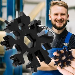 Многофункциональный мультитул SNOWFLAKE WRENCH TOO 18 в 1 Снежинка, Черный (YAB)