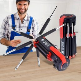 Багатофункціональна портативна викрутка Multi-Screwdriver Torch FZ-895, 8в1 з ліхтариком, Чорний/Червоний (YAB)