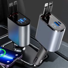 Автомобільний зарядний пристрій Super Fast Charge PT16 з вольтметром 4в1Type-C, Lightning (О)
