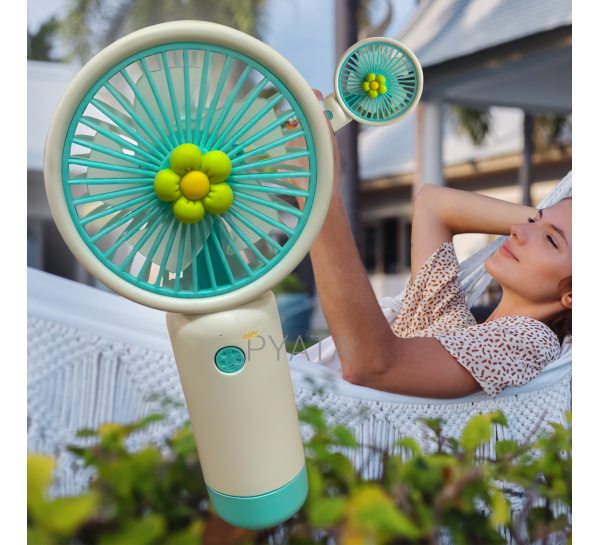 Портативний ручний-настільний вентилятор miniFan 99010-2 (USB-A - DC) Біло-блакитний (YAB)