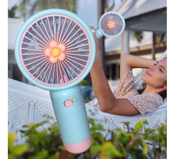 Портативний ручний-настільний вентилятор miniFan 99010-2 (USB-A - DC) Блакитний (YAB)
