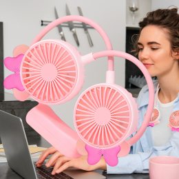 Портативний бездротовий потужний вентилятор на шию hungerFan 99012-5 (USB-A - microUSB) Рожевий (YAB)