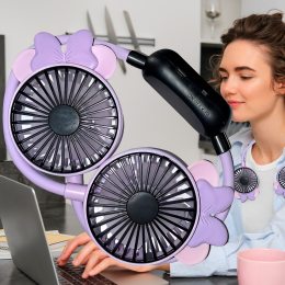 Портативний бездротовий потужний вентилятор на шию hungerFan 99012-5 (USB-A - microUSB) Фіолетовий (YAB)