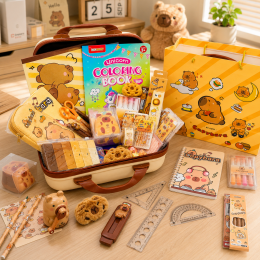 Детский подарочный набор канцелярии Rilakkuma на 55 предметов «Капибара» 55 в 1 Бежевый