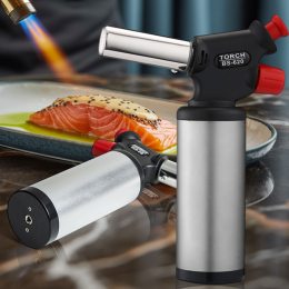 Кондитерская газовая горелка BURNING TORCH BS-620/1433 для фламбирования и карамелизации, Серебрянный (JS)