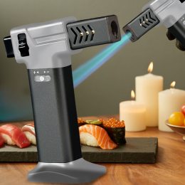 Кондитерская газовая горелка Turbo Torch OL-600/1851, профессиональный карамелизатор 1300 °C, Черно-серебряный (JS)
