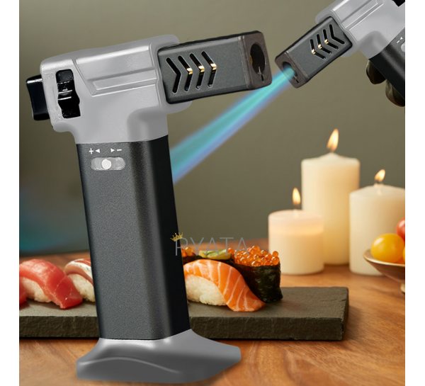 Кондитерская газовая горелка Turbo Torch OL-600/1851, профессиональный карамелизатор 1300 °C, Черно-серебряный (JS)