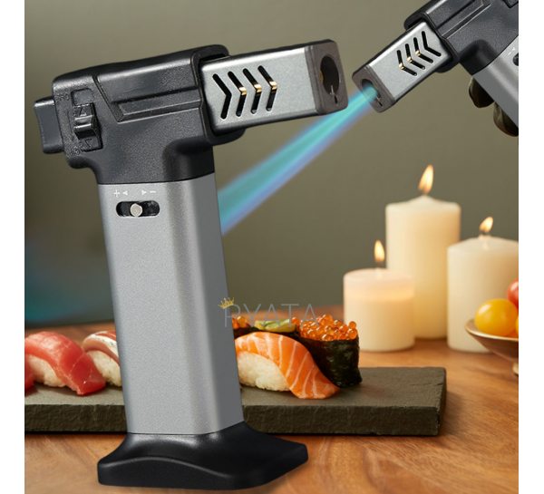 Кондитерская газовая горелка Turbo Torch OL-600/1851, профессиональный карамелизатор 1300 °C, Серебрянный (JS)