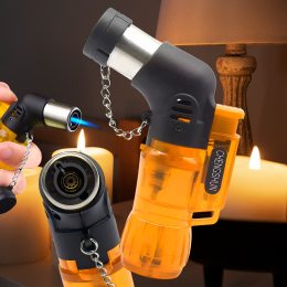 Портативна потужна газова запальничка з п'єзопідпалом та кришкою HONGSHI 1609 Помаранчевий (JS)