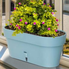 Овальный горшок для цветов с автополиванием «LATINA WINDOW BOX» 17*39,5см, 6,7л Нефрит (DRKJ)